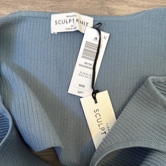 NWT Aritzia Blue Ribbed Sleeveless Crop Tank Top - Picture 7 of 10